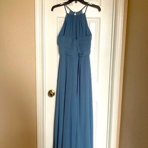 Slate blue bridesmaid dress